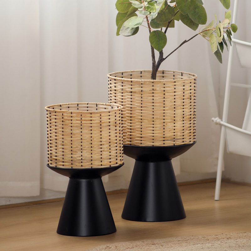Bonsai Garden Display Stands - Цветочный горшок из ротанговой ткани, современный